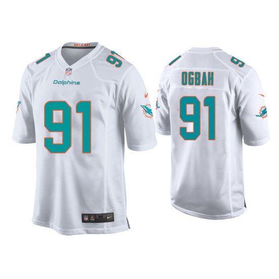 Men Miami Dolphins #91 Emmanuel Ogbah Nike White Game NFL Jersey->miami dolphins->NFL Jersey